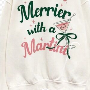 Merrier with a Martini Cream Sweatshirt